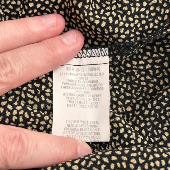 Vtg Leslie Fay Sleeveless Black Tan Maxi Dress Size 10 Animal Print Leopard Midi - Picture 3 of 9